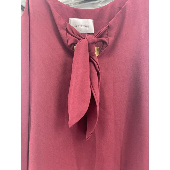 New Adrienne Burgundy Tie Bust Sleeveless Tank Top Women's Size Small - Picture 3 of 4